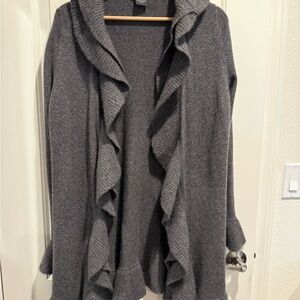 Bloomingdale's Charcoal Ruffled cashmere Cardigan